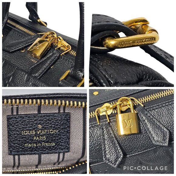 LOUIS VUITTON Empreinte Speedy 30 Black Leather Shoulder Strap Bag Bandouliere - Picture 9 of 16